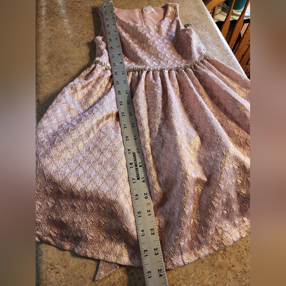 Tahari Pink and Gold Sleeveless Dress Girl's Size 4 - Picture 2 of 11